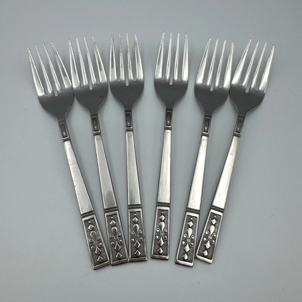 MCM Set 6 Salad Forks Interpur Cortina Stainless Made in Japan